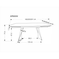 Rozkładany stół Armano czarny marmur/czarny