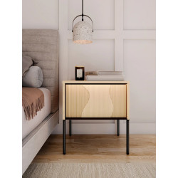 Szafka nocna z oświetleniem FW-07 Flow Dąb Vincenza Bielona/Czarny Lenart