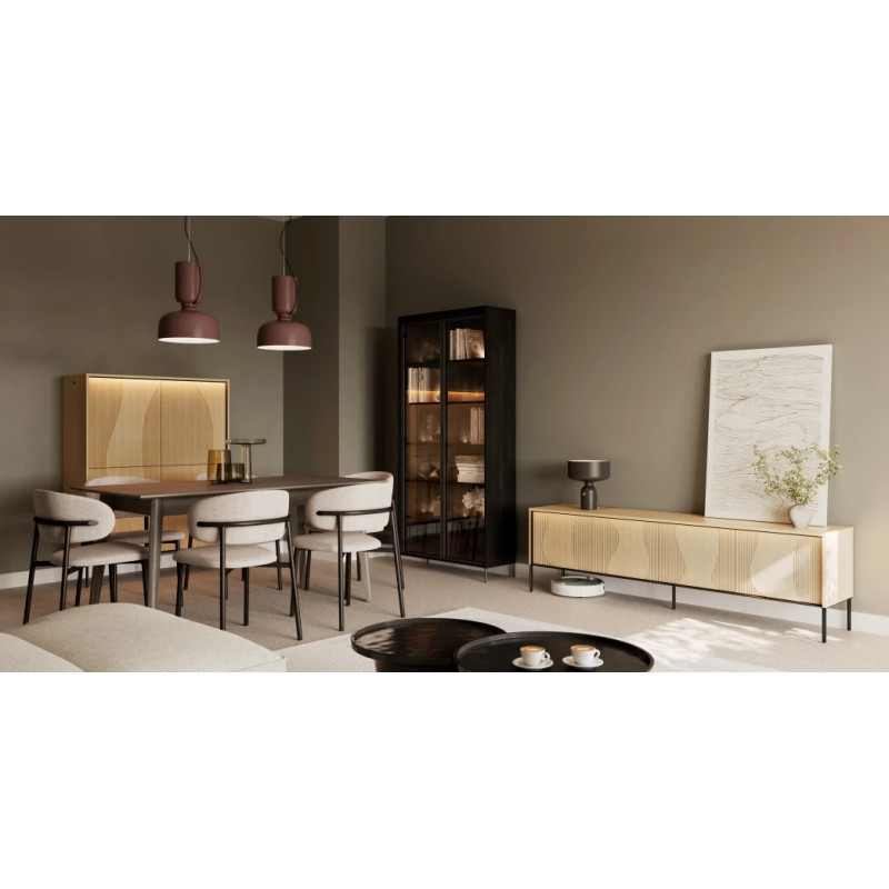 Szafka nocna z oświetleniem FW-07 Flow Dąb Vincenza Bielona/Czarny Lenart