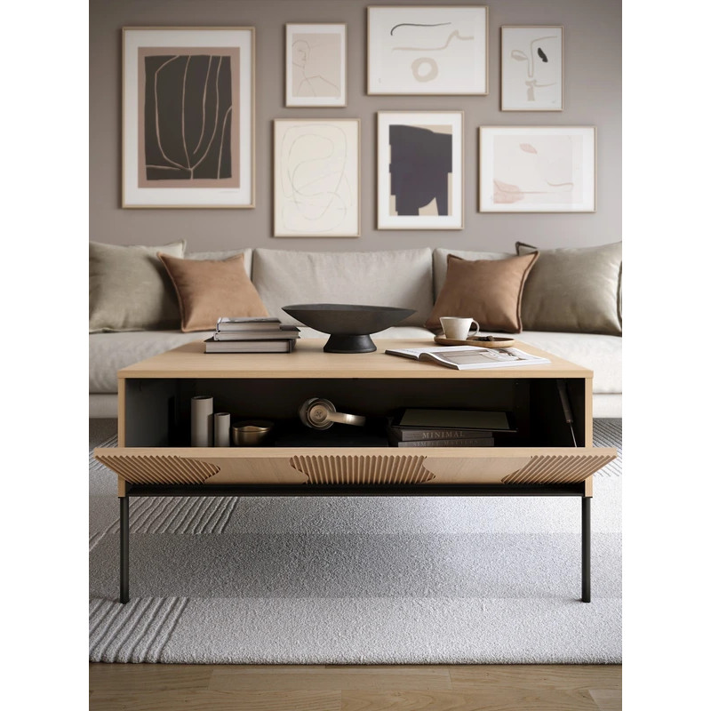 Stolik kawowy FW-06 Flow Dąb Vincenza Bielona/Czarny Lenart