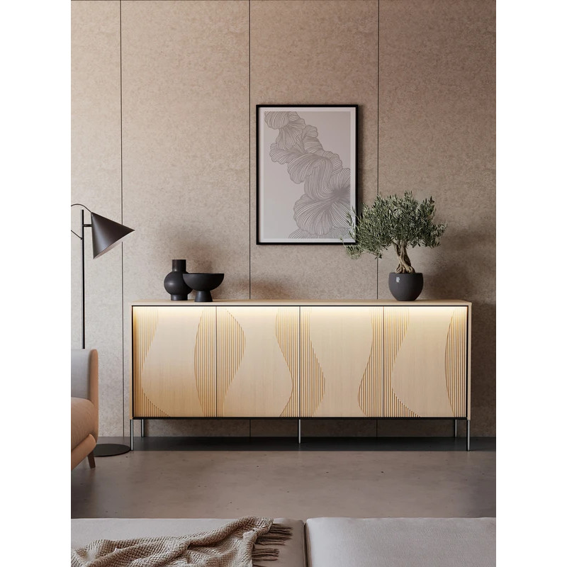 Komoda czterodrzwiowa FW-04 Flow Dąb Vincenza Bielona/Czarny Lenart