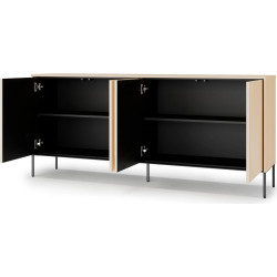 Komoda czterodrzwiowa FW-04 Flow Dąb Vincenza Bielona/Czarny Lenart