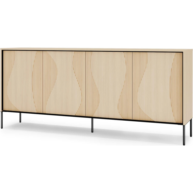 Komoda czterodrzwiowa FW-04 Flow Dąb Vincenza Bielona/Czarny Lenart