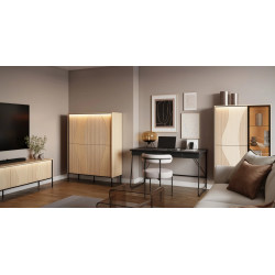 Komoda czterodrzwiowa FW-02 Flow Dąb Vincenza Bielona/Czarny Lenart