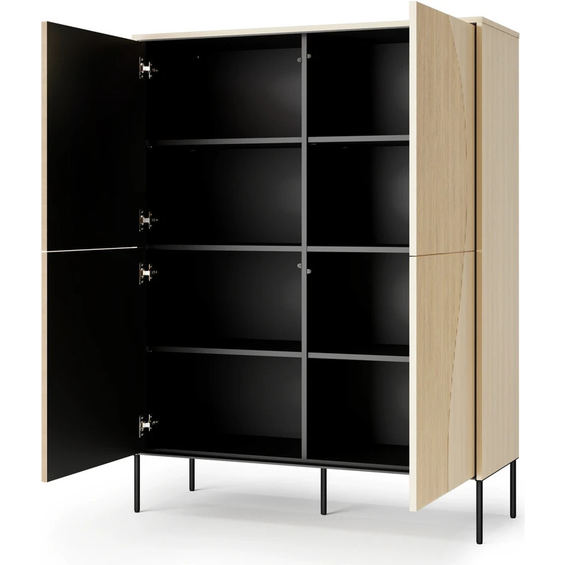 Komoda czterodrzwiowa FW-02 Flow Dąb Vincenza Bielona/Czarny Lenart