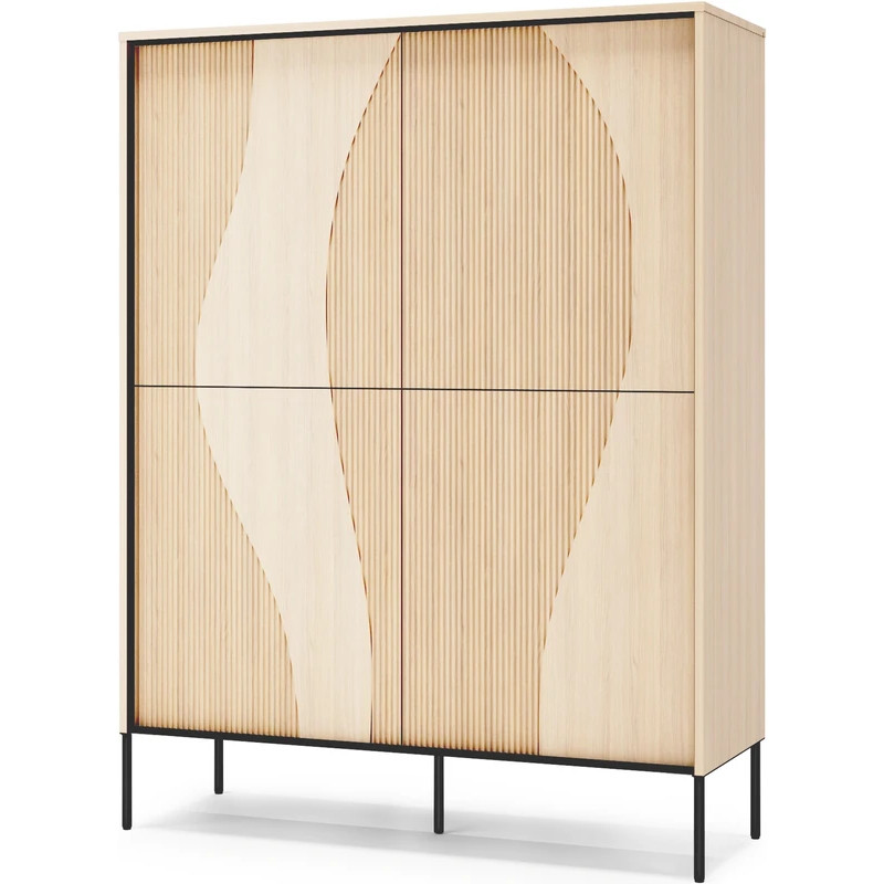 Komoda czterodrzwiowa FW-02 Flow Dąb Vincenza Bielona/Czarny Lenart