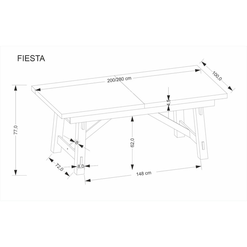 Rozkładany stół FIESTANO dąb naturalny/czarny