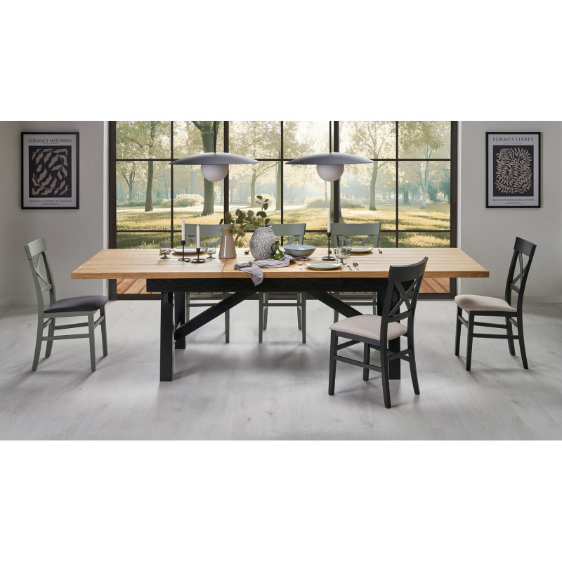 Rozkładany stół FIESTANO dąb naturalny/czarny