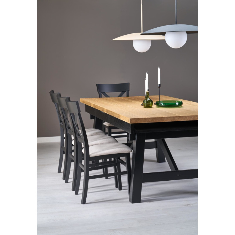 Rozkładany stół FIESTANO dąb naturalny/czarny