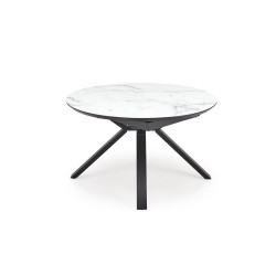 Rozkładany stół VERTIGA biały marmur/czarny