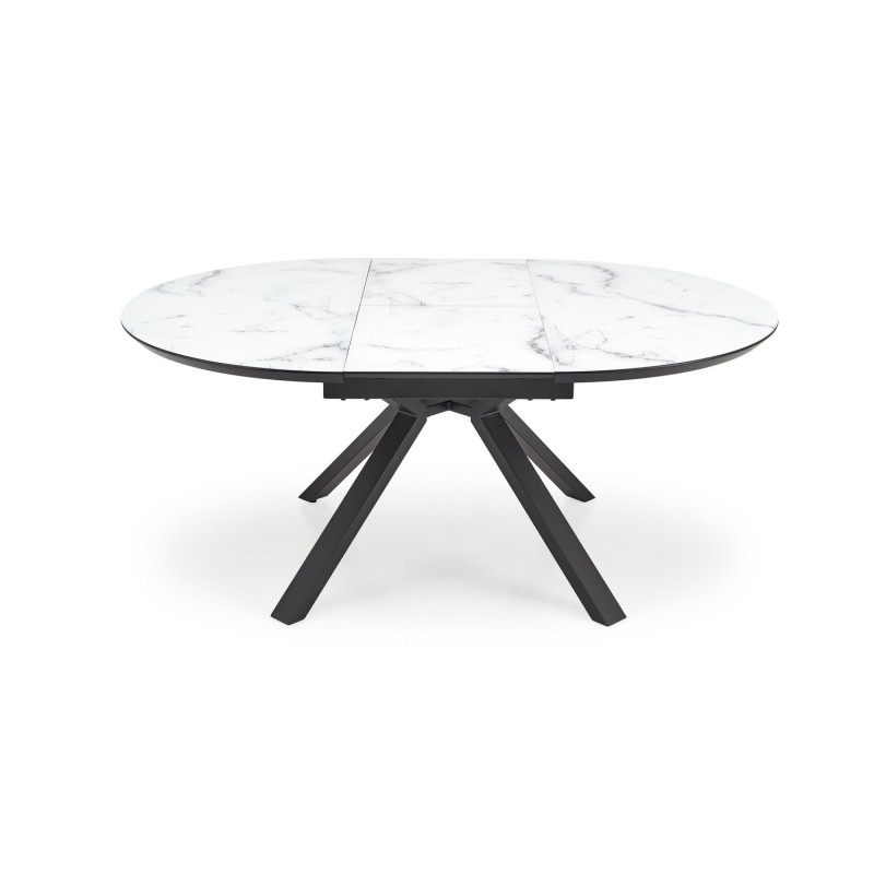 Rozkładany stół VERTIGA biały marmur/czarny