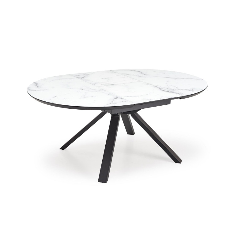 Rozkładany stół VERTIGA biały marmur/czarny