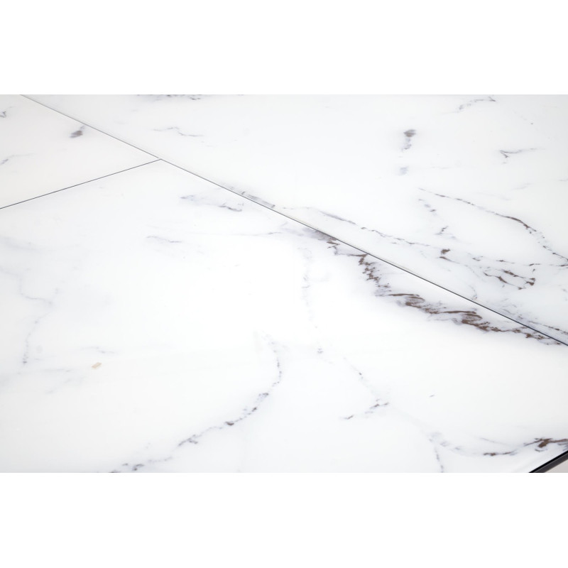 Rozkładany stół VERTIGA biały marmur/czarny