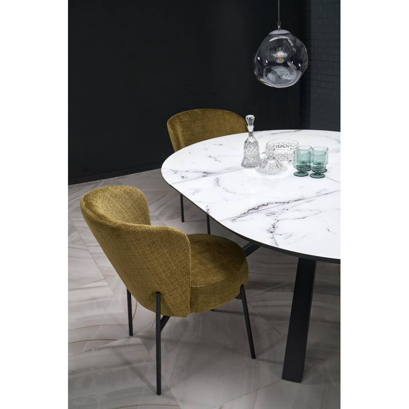 Rozkładany stół VERTIGA biały marmur/czarny