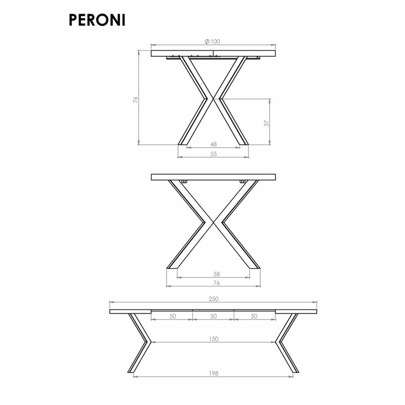 Rozkładany stół PERONIO orzech/czarny