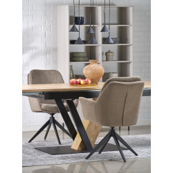 Rozkładany stół FANISO dąb naturalny/czarny