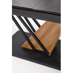 Rozkładany stół VOLANTO 160 czarny marmur/dąb złoty/czarny