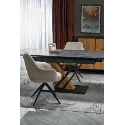 Rozkładany stół VOLANTO 160 czarny marmur/dąb złoty/czarny