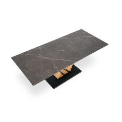 Rozkładany stół VOLANTO 160 czarny marmur/dąb złoty/czarny