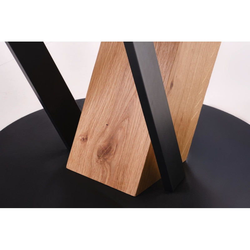 Rozkładany okrągły stół FANISO ROUND naturalny/czarny