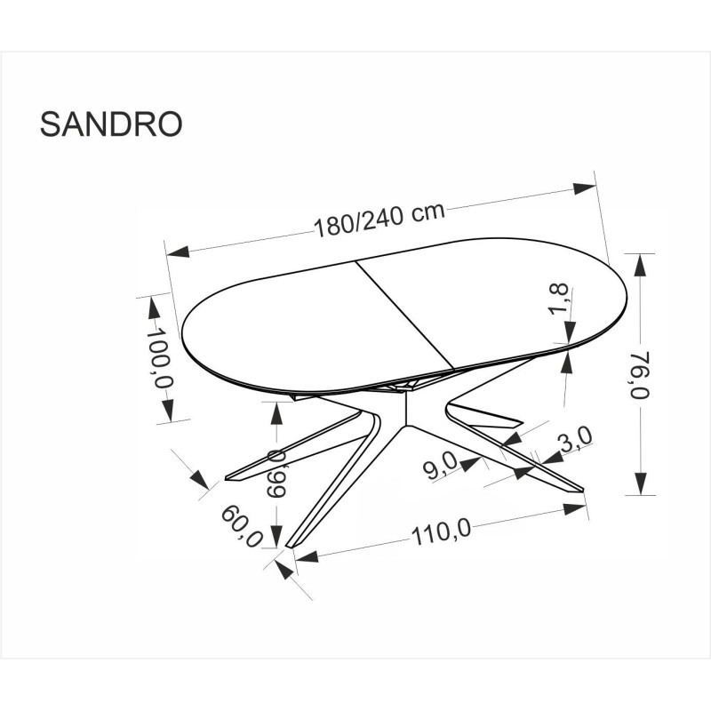 Rozkładany stół SANDRIO czarny