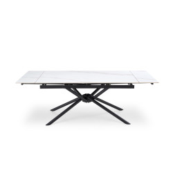 Rozkładany stół VITORINO PLUS biały marmur/czarny