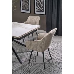 Rozkładany stół VITORINO PLUS biały marmur/czarny