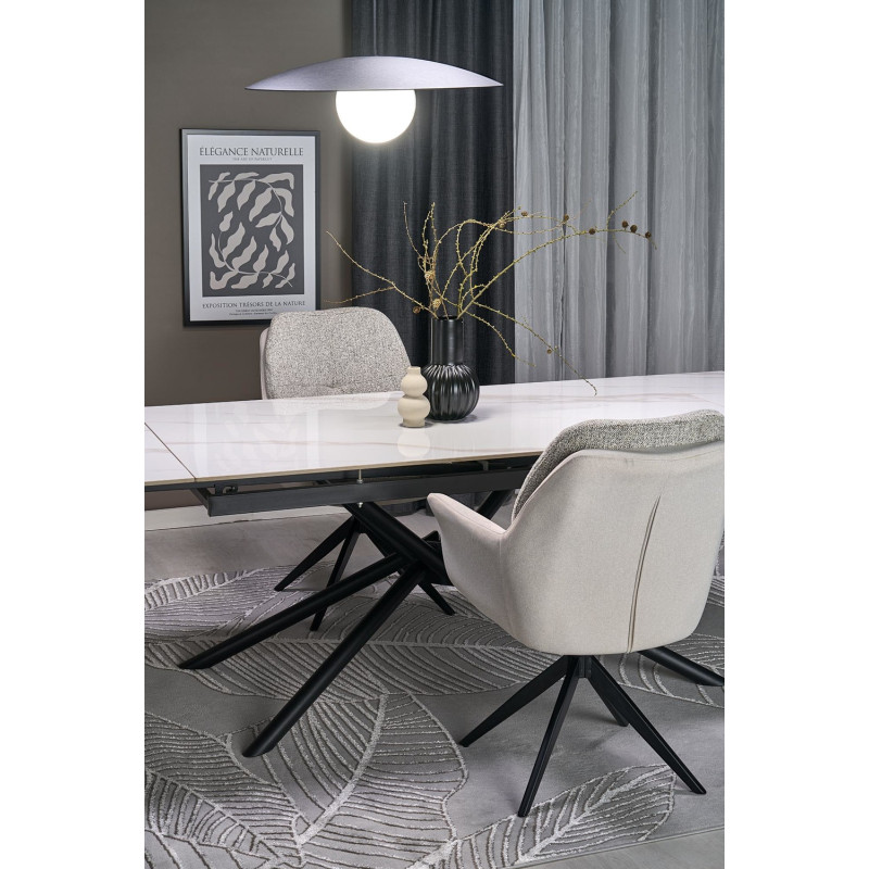 Rozkładany stół VITORINO PLUS biały marmur/czarny