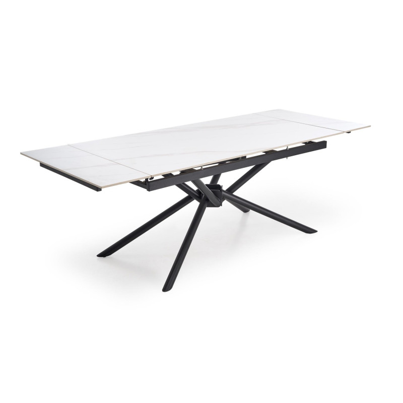 Rozkładany stół VITORINO PLUS biały marmur/czarny