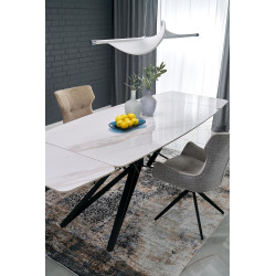 Rozkładany stół ALFREDIO biały marmur/czarny