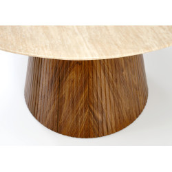 Okrągły stół PIRETO trawertyn/orzech