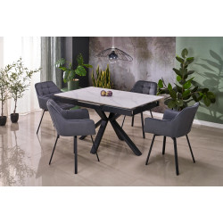 Rozkładany stół PLATANO biały marmur/czarny