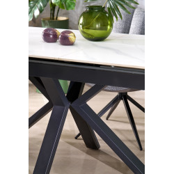 Rozkładany stół PLATANO biały marmur/czarny