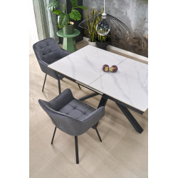 Rozkładany stół PLATANO biały marmur/czarny