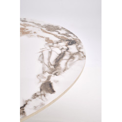 Okrągły stół GARETO biały marmur/czarny