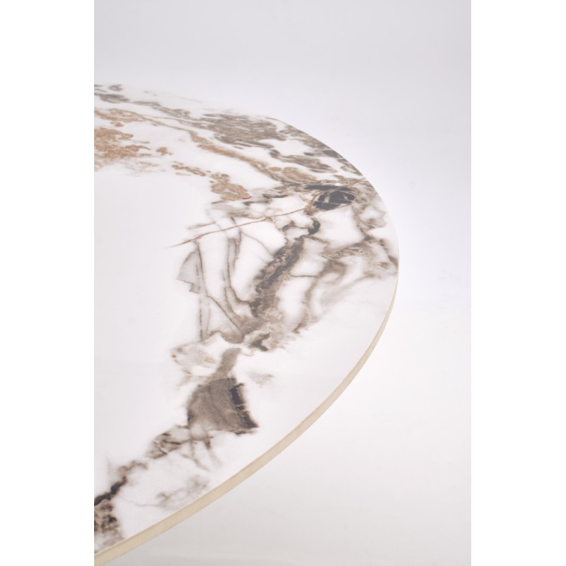 Okrągły stół GARETO biały marmur/czarny