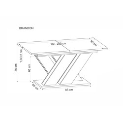 Rozkładany stół BRANDINO kaszmir/dąb cremona
