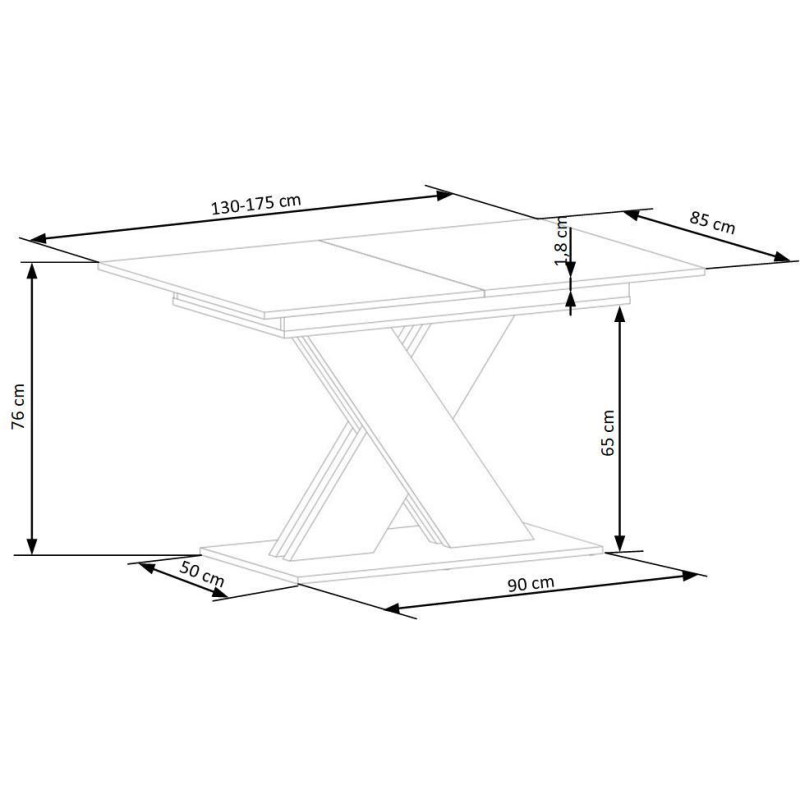 Rozkładany stół XARELLO kaszmir/dąb cremona