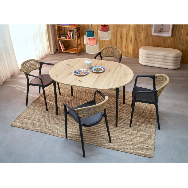 Rozkładany stół PIVOTO dąb artisan/czarny