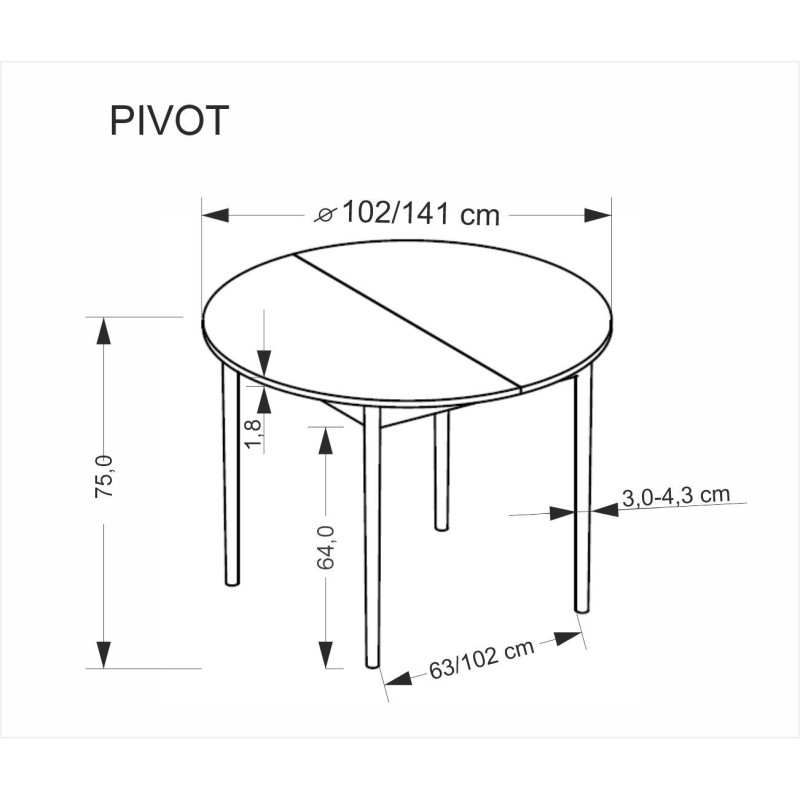 Rozkładany stół PIVOTO dąb artisan/czarny