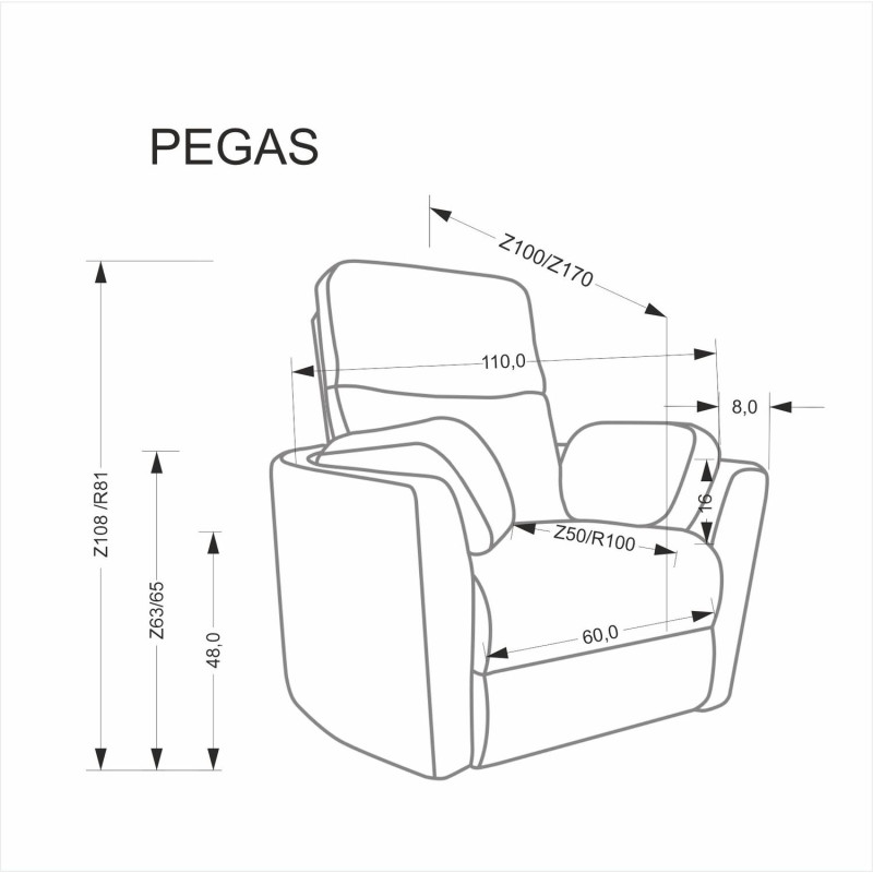 Fotel rozkładany elektrycznie PEGAX COMFORT BEIGE beżowy