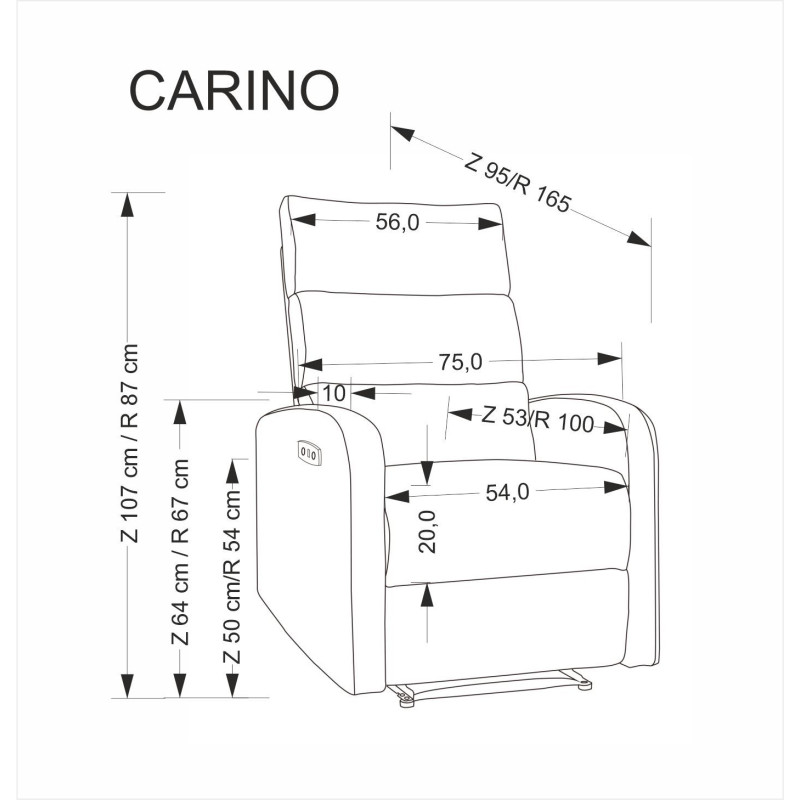 Fotel rozkładany elektrycznie CARINEX COMFORT LIGHT BEIGE jasny beżowy