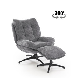 Fotel wypoczynkowy PESTOX MODERN GREY popielaty (z podnóżkiem)