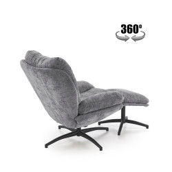 Fotel wypoczynkowy PESTOX MODERN GREY popielaty (z podnóżkiem)