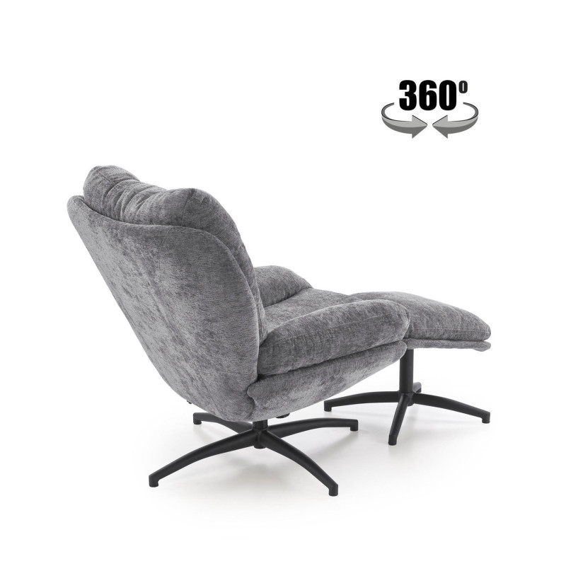 Fotel wypoczynkowy PESTOX MODERN GREY popielaty (z podnóżkiem)