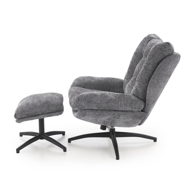Fotel wypoczynkowy PESTOX MODERN GREY popielaty (z podnóżkiem)