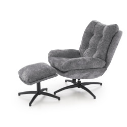 Fotel wypoczynkowy PESTOX MODERN GREY popielaty (z podnóżkiem)