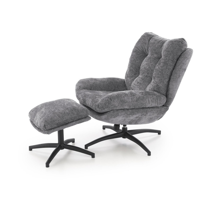 Fotel wypoczynkowy PESTOX MODERN GREY popielaty (z podnóżkiem)