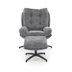 Fotel wypoczynkowy PESTOX MODERN GREY popielaty (z podnóżkiem)