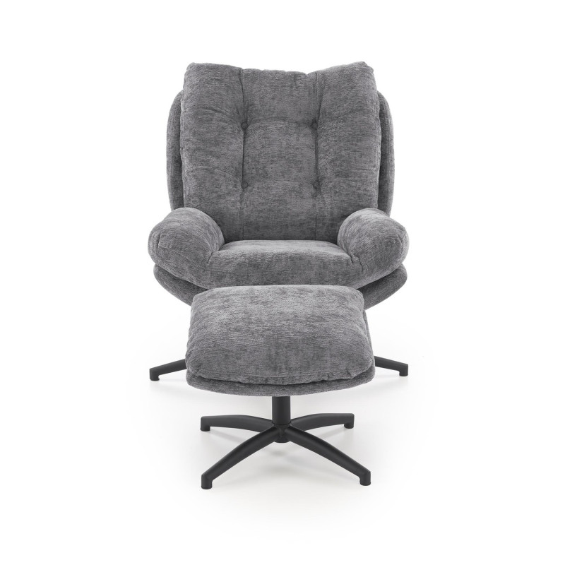 Fotel wypoczynkowy PESTOX MODERN GREY popielaty (z podnóżkiem)